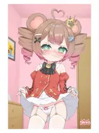artist:eroneko_senpai blush character:irina_kumai crown lifting_skirt merch official_art panties presenting princess_outfit uoh // 1536x2048 // 338KB