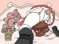 artist:val_aconite bed butt character:irina crown panties pawnii_chan_plush princess_outfit // 256x192 // 14KB