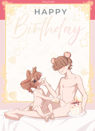 artist:pilloink birthday cake character:irina character:pawnii_chan feet nude sibling // 4452x6144 // 5.7MB