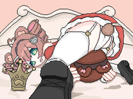 artist:val_aconite bed butt character:irina crown panties pawnii_chan_plush princess_outfit // 256x192 // 43KB