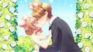 artist:yamize0_ character:irina character:pawnii_chan flower kissing official_art wedding wedding_dress // 1920x1080 // 338KB