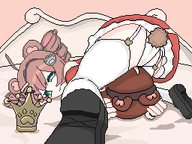 artist:val_aconite bed butt character:irina crown panties pawnii_chan_plush princess_outfit // 256x192 // 14KB