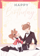 artist:pilloink birthday cake character:irina character:pawnii_chan prince princess sibling wholesome // 4453x6144 // 6.7MB
