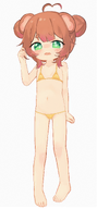 artist:cream bikini blush feet flat_chest fullbody golden_bikini // 1144x2460 // 1.8MB