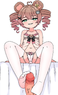 artist:2kaze character:irina feet footjob mesugaki pajamas panties penis princess thigh_highs tummy twin_drills // 1572x2572 // 1.2MB