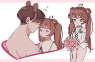 artist:puffycloudist back bouquet character:irina character:pawnii_chan cunny heart honeymoon kissing lingerie looking_at_viewer saliva_trail twintails wedding // 1763x1157 // 769KB