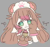 apron artist:anonymouse_chizu cake character:irina chibi cupcake fan_commission gloves // 913x856 // 75KB